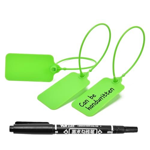 50pcs Luggage Tags Plastic Seals Shipping Label Logistics Sign Tie Bag Tag, Sealing Storage Multi Purpose Name ID Tag with Marker for Suitcases, Backpack, Schoolbag, Car Key (Green) - color: Green, size: 50pcs
