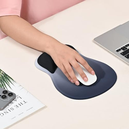 EooCoo Ergonomic Mouse Pad with Gel Wrist Rest Support Middle Concave Design, Relieve Wrist Pain Mousepad, Non-Slip Base for Laptop, Computer, Office Desk Accessories, Carpal Tunnel Syndrome - color: Deep Blue