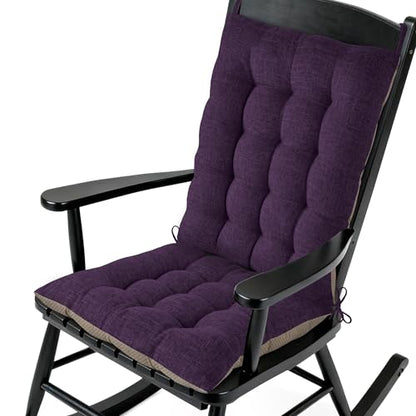 AddGrace Non-Slip Rocking Chair Cushion Extra Large Linen Thick Chair Pads Durable High Back Seat Cushions with Ties Set of 2 Purple - color: Purple