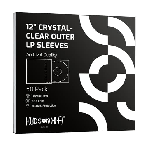 Hudson Hi-Fi Anti-Static Vinyl Record Sleeves - Durable Clear Disc Sleeves- Protect Your LP Albums from Scratches, Dust & Dirt - Acid-Free Rice Paper Disc Covers, 50x Outer Sleeves - size: 50 Outer Sleeves