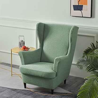 KRFOONN Stretch Wing Chair Slipcovers Jacquard 2 Piece Wingback Chair Covers Soft Spandex Wingback Armchair Slipcover Furniture Protector Chair Covers for Living Room Wingback Chair, T18 - color: Color T18