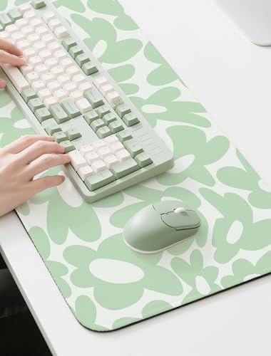 Cute Aesthetic Sage Green Keyboard Computer Desk Mat Pad Cute Sage Green, Desk Matt for Desktop, Keyboard Mats for Desk (31.5" x 15.8") - color: Sage Green