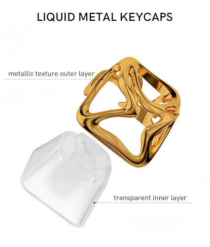 dagaladoo Clear keycaps,Translucent Keyboard keycap,Jelly Key Cap Set,Shine Through keycap，1U Keyboard Cap for Mx Switches Mechanical Keyboard(Metal,Gold) - color: Gold(only one keycap)