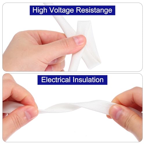 MECCANIXITY 5Pcs Wire Insulation Braid Fire Sleeve,3.28Ft-1mm ID White, High Temp Silicone Coated Fiberglass Sleeving for Automotive Hose Lines Electrical Wiring - color: White, size: 3.28Ft-1mm