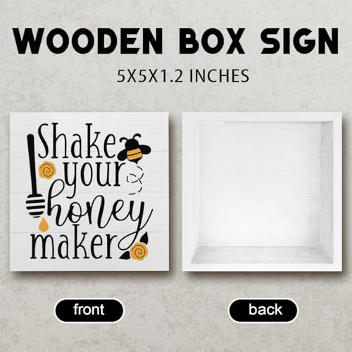 Summer Decorations for Home Summer Decor for Table, Cute Bee Sign Honey Bee Harvest Home Decor Gifts for Women Decorations for Office Desk Shelf Cubicle 5 X 5 Inch - color: Shake