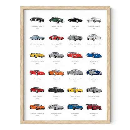 HAUS AND HUES Race Car Poster - Super Car Poster - Made in The USA - Beige Frame 12x16 - color: Sports Car, size: 12"L x 16"W, style: Beige Framed