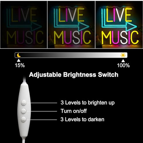 Live Music Neon Signs for Wall Decor，Led Neon Lightfor Live Room, Game Room, Broadcasting Room, Music Studio - style: live music001
