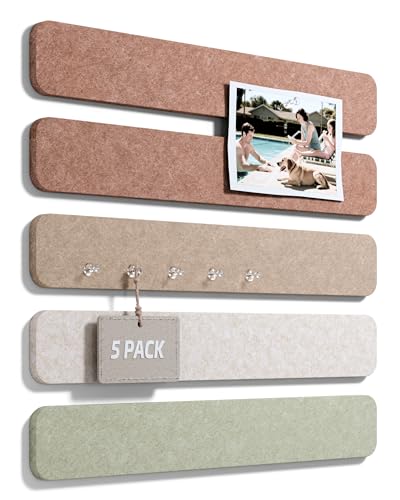 Fluxynara Cork Board Alternative Felt Strip Board 5-Pack 13"x2", Office Pin Board with 35 Push Pins, Adhesive Install for Bedroom Door & Home Office (Boho) - color: Boho, size: 5-pack