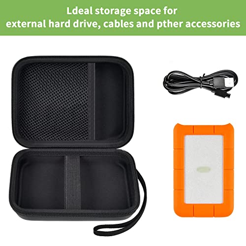 Case Compatible with LaCie Rugged Mini 1TB/ 2TB/ 4TB/ 5TB External Hard Drive Portable HDD, Storage Holder for Hard Drives for Mac and PC Computer & USB 3.0 2.0 Cable SD Cards (Black) - color: Black
