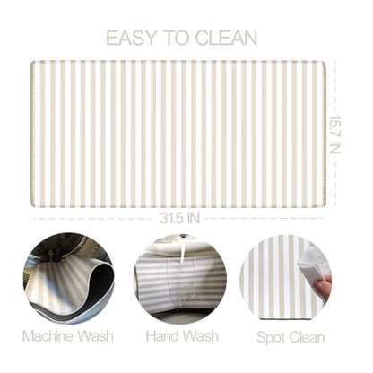 Beige Striped Desk Mat Cute Pastel XXL Large Gaming Mouse Pad Desk Pad Kawaii Aesthetic Home Office Decor Cozy Keyboard Laptop Computer Mat - color: A2- Beige