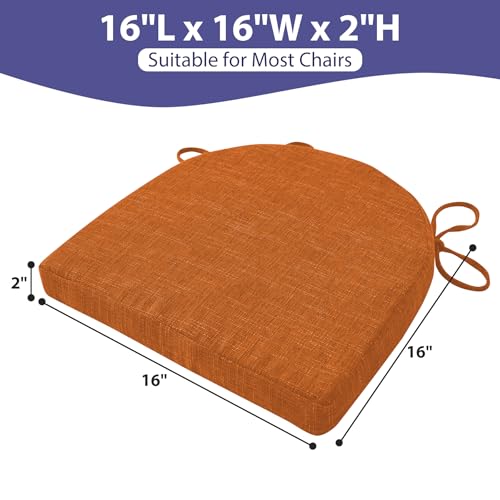 IPYNBAP Chair Cushions for Dining Chairs, Kitchen Chair Cushions, 16'' x 16'' x 2'', Non Slip Indoor Seat Cushions, Chair Pads for Dining Chairs with Ties & Removable Cover, Set of 4, Rust - color: Rust, size: 4 Count(Pack of 1)