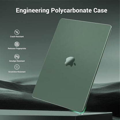 MOSISO Ultra-Thin & Seamlessly Closes Cover Compatible with MacBook Air 13 inch Case M5 M4 M3 M2 2026-2022 A3449 A3240 A3113 A2681, 2 in 1 Kit Anti-Fingerprints Shell for Mac Air 13.6, Emerald Green - color: Emerald Green