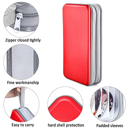 DVD Case, Bivisen CD Case Holder Wallet Binder 96 Capacity CD/DVD Cases Storage Holder Binder Organizer Wallet Book for Car Home Travel (Red) - color: Red