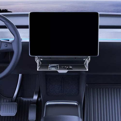 for 2025-2026 Latest Tesla Model Y Juniper & 2024-2026 Model 3+ Highland - Hideable Center Console Organizer Tray, Storage Box Rack, Magnetic Prevents Shaking (Lower Box Only) - style: Lower Box Only