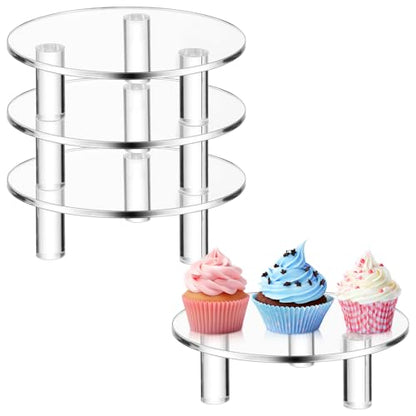 3 Pcs Acrylic Risers Round 6″ Clear Display Stands Small Cake Candle Plant Jewelry Rings Earrings Figurines Stand for Centerpieces Decor Collectibles Table Organizer - size: 6”