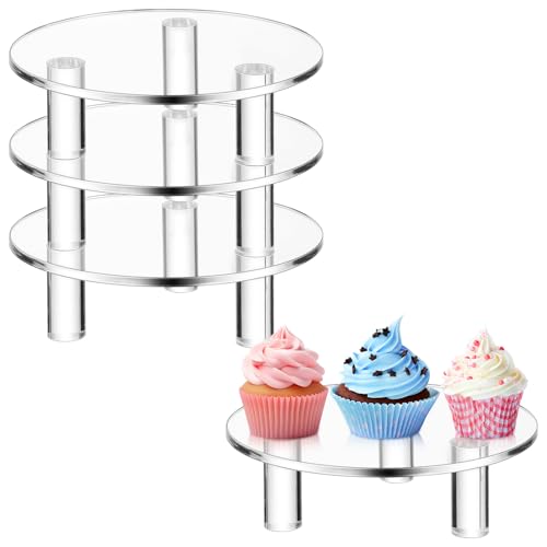 3 Pcs Acrylic Risers Round 6″ Clear Display Stands Small Cake Candle Plant Jewelry Rings Earrings Figurines Stand for Centerpieces Decor Collectibles Table Organizer - size: 6”