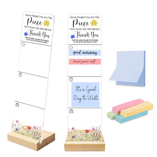 Sticky Note Holder Acrylic Monitor Memo Board Desk Organizers and Accessories Desk Decor Post It Note Holder with 200Pcs Sticky Notes Thank You Appreciation Office Desk Sign - color: Difference