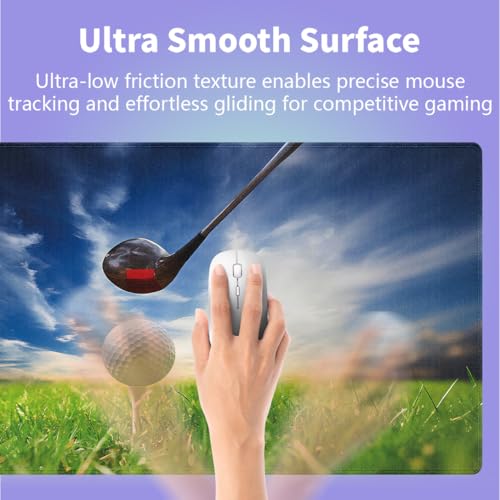 Large Gaming Mouse Pad (31.5" x 15.8") - Golf Club Themed Macro Photography Print of Lofter and Ball on Tee Sports, Extra XXL Office Accessories, Premium Stitched Anti-Slip Office Desk Mat - color: Golf Design