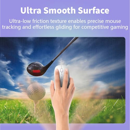 Large Gaming Mouse Pad (31.5" x 15.8") - Golf Club Themed Macro Photography Print of Lofter and Ball on Tee Sports, Extra XXL Office Accessories, Premium Stitched Anti-Slip Office Desk Mat - color: Golf Design