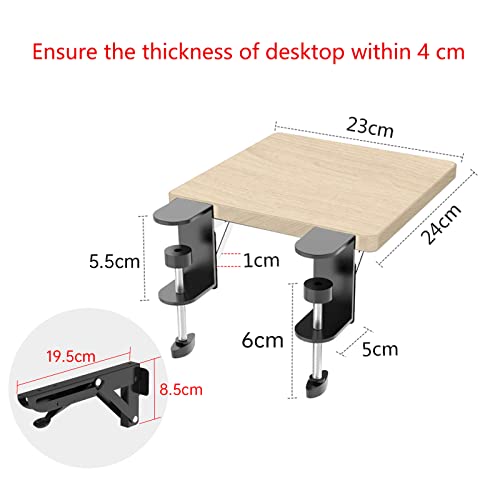 WITPOCE OUGIC Ergonomic Desk Extension Tray, 9.5 x 9.1 Inch Desk Extension Tray, Punch-Free Clamp Foldable Keyboard Drawer Tray Wrist Rest Computer Elbow Support - color: Maple, size: 24cm*23cm