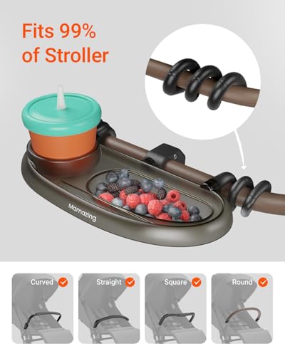 Mamazing 3 in 1 Universal Stroller Snack Tray with Cup & Phone Holder | Stroller Accessory Fits UPPAbaby Vista/Cruz, Nuna TRVL, Ultra Air, Air Lux & More Folds with Stroller for Easy Travel