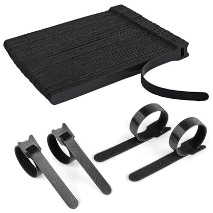 90PCS Reusable Cable Ties with Hook and Loop, Multi-purpose Adjustable 8 Inch Cable Management Wire Ties Cable Straps for Organizing Home, Office and Data Centers, Black - color: Black 90pcs