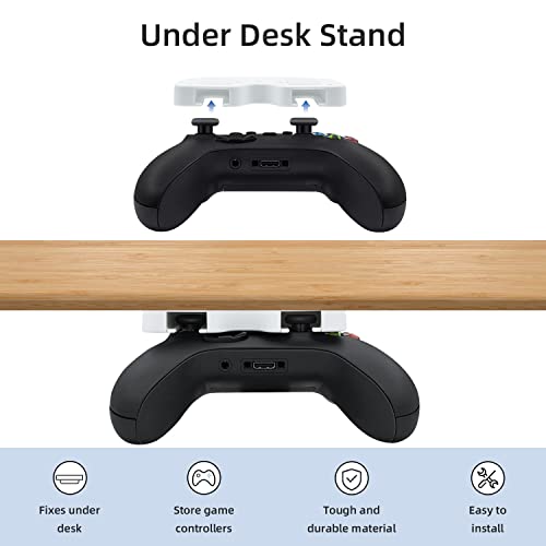 Mcbazel Under Desk Mount for Xbox Series X&S/One X&S/One/ 360, Switch 2/Pro Controller, Table Stand Holder Compatible with Xbox and Switch 2 Controller - White - color: White