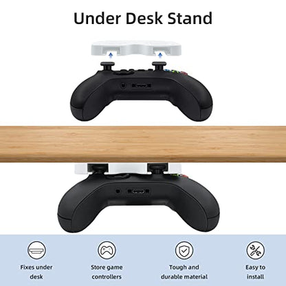 Mcbazel Under Desk Mount for Xbox Series X&S/One X&S/One/ 360, Switch 2/Pro Controller, Table Stand Holder Compatible with Xbox and Switch 2 Controller - White - color: White