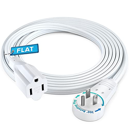 Maximm 360° Rotating Flat Plug Extension Cord 6 feet Under Carpet with Slim Space-Saving Plug Design, Low Profile Cord (White) - color: White, size: 6 Feet