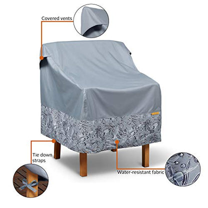 Classic Accessories for Vera Bradley Water-Resistant Patio Chair Cover, 26 x 29 x 27 Inch, Rain Forest Toile Gray