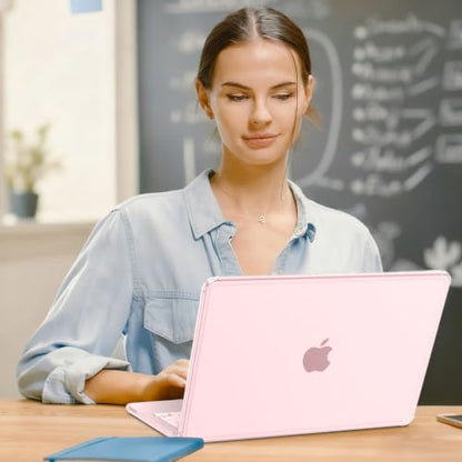 G JGOO Compatible with MacBook Neo Case 13 inch 2026 Release Model A3404 with A18 Pro Chip, Anti-Fingerprints Reinforced TPU Bumper Hard Shell Case with Keyboard Cover & Screen Protector, Blush - color: Matte Blush