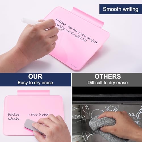 Small Desktop Glass Dry-Erase Whiteboard - 8 X 6 Inches Tabletop Easel Whiteboard with Stand, Desk Board Buddy for Artist, Teacher and Student - color: 8 X 6 Inches - Pink