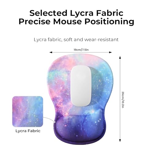 EooCoo Ergonomic Mouse Pad with Gel Wrist Rest Support Middle Concave Design, Relieve Wrist Pain, Non-Slip Base for Laptop, Computer, Office Desk Accessories, Carpal Tunnel Syndrome - color: Galaxy Purple