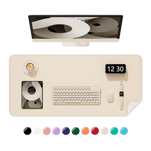 Desk Pad, 35.5" x 17" PU Leather Non-Slip Desk Mat Large Mouse Pad for Desktop, Waterproof Laptop Computer Writing Mat for Office, Home, Work, Gaming, Beige - color: Beige, size: 35.5" x 17"