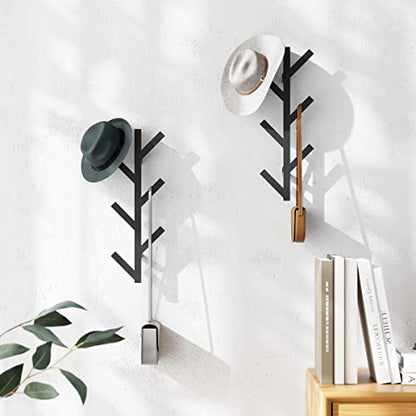 RRG 2 Pack Vertical Coat Rack Wall Mounted, Metal Vertical Hat Rack for Wall, Modern Wall Coat Tree for Hats, Jackets, Bags, Entryway Bedroom (Height 16") - color: Black(2 Pack)