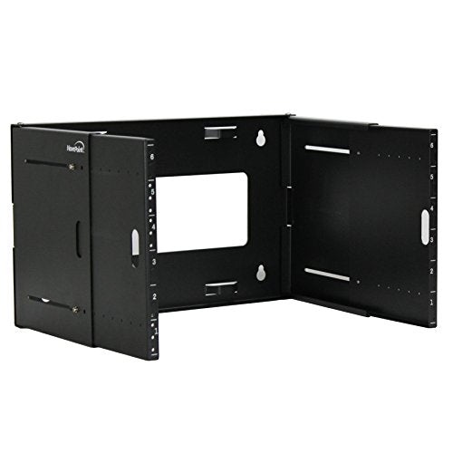 NavePoint 6U Patch Panel Bracket Wall Mount Patch Panel Rack for 19” Networking Equipment – Expandable Mounting Depth 9.5” to 15.5” 4U IT Rack 40lbs Weight Capacity Pre-Assembled - size: 6U