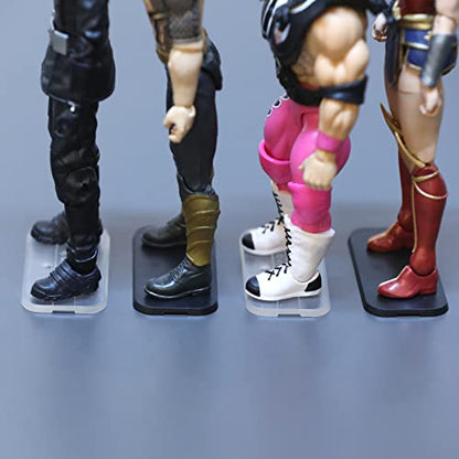 56Pack 6inch Action Figure Stand Base with Peg, Figures Toy Organizer Support Display Feet Stands, Figuras Holder Accessories, Compatible with 1/12 Mavel Legends Series/GiJeo Classified - color: Transparent&Black(Square)