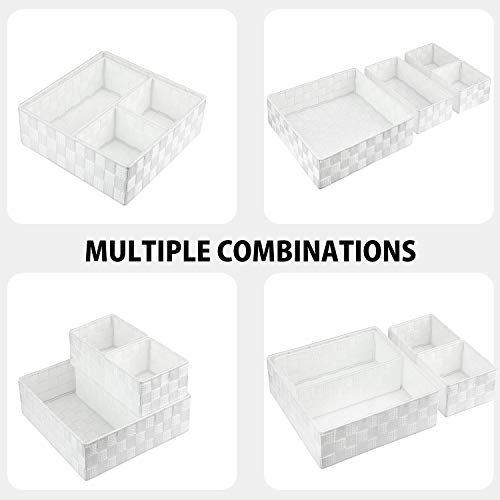 Posprica Woven Storage Box Cube Basket Bin Container Tote Organizer Divider for Drawer,Closet,Shelf, Dresser (White) - color: White