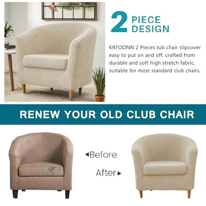 KRFOONN Club Chair Slipcover 2 Piece Stretch Printed Round Barrel Chair Covers Removable Tub Chair Slipcover with Elastic Bottom Chair Coverings Furniture Protector Cover for Living Room, B62 - color: Colorb62