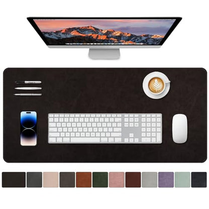 Large Gaming Desk Pad with Stitched Edges - 2mm Thickness Leather Mouse Mat, Non-Slip Base Desk Mat for Office/Home 31.5"x 15.7" L Black - color: Black, size: 31.5" x 15.7"