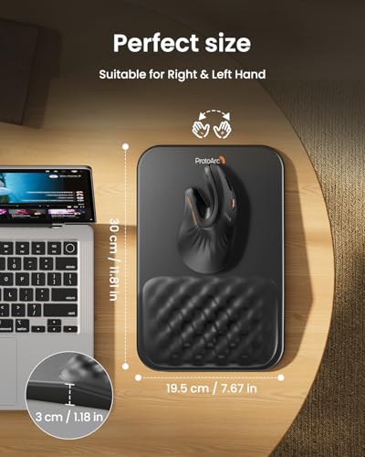 ProtoArc MP50 Ergonomic Mouse Pad with Wrist Rest, PU Leather Mousepad with Soft Memory Foam and Non-Slip PU Base for Pain Relief, Desk, Home, Office, 12x8 Inches, Black (Mouse Not Included) - color: Black PU Leather