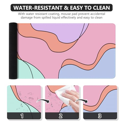 iCasso Desk Mat, XXL Large Mouse Pad with Stitched Edges, Anti-Slip Big Mousepad for Desktop, Keyboard Mat for Computer (Topographic) - color: Colour Topographic
