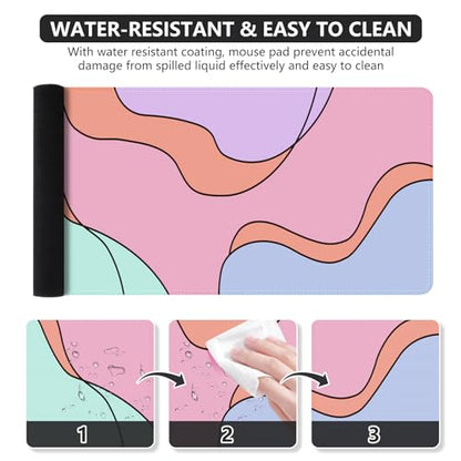 iCasso Desk Mat, XXL Large Mouse Pad with Stitched Edges, Anti-Slip Big Mousepad for Desktop, Keyboard Mat for Computer (Topographic) - color: Colour Topographic
