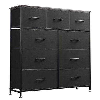 WLIVE 9-Drawer Dresser, Fabric Storage Tower for Bedroom, Hallway, Entryway, Closet, Tall Chest Organizer Unit with Fabric Bins, Steel Frame, Wood Top, Easy Pull Handle, Charcoal Black - color: Charcoal Black