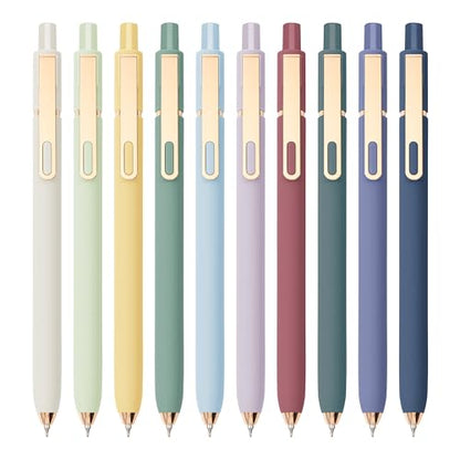 Linbsunne Gel Pens Black Ink Pens for Office 0.5mm Fine Point Pen Smooth Writing Retractable (Morandi-10 pcs) - color: Morandi-10 pcs