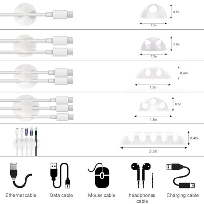 137PCS Cable Management Kit 4 Cable Sleeve Split 100 Cable Zip Ties 10 Cable Clips 15 Adhesive Wall Cable Tie 10 Cable Zip Tie for TV Computer Office Home Under Desk - color: White
