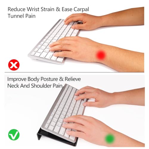 Egchi Acrylic Computer Keyboard Stand for Desk, Keyboard Riser Tilt Lift, Keyboard Holder for Desktop, Desk Keyboard Lifter（Black） - color: Black 11.8in L* 5.1in W* 1.3in H