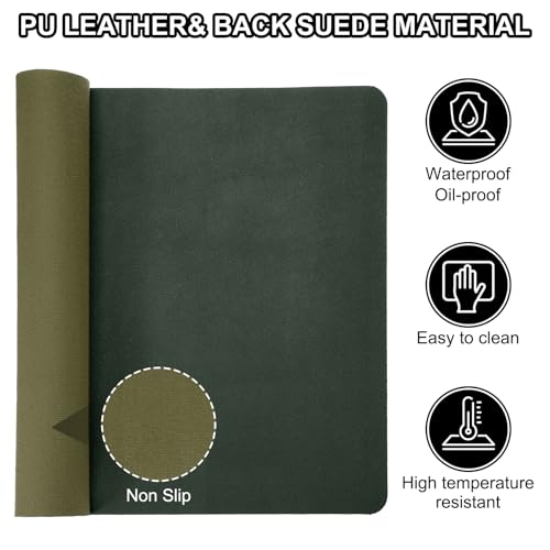 PATIKIL Desk Mat, 48x17 Non-Slip Waterproof PU Leather desk Pad, Dual Sided for Office & Home, Dark Green - color: Dark Green, size: 48"x17"