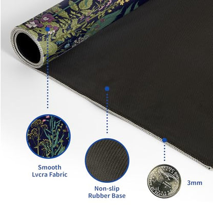 Wildflower Mouse Pad Abstract Black Mouse Pad 31.5x11.8 Inch Flower Texture Non-Slip Rubber Base Large Mousepad Stitched Edges Keyboard Mouse Mat Desk Pad for Office and Home - color: Wildflower