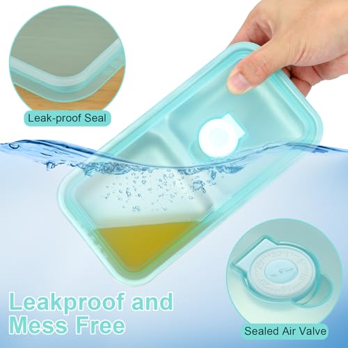 KITHELP 2 Pcs Grab and Go Snack Containers Reusable with Lids, Stainless Steel Double Compartment Snack Containers with 1 Forks 1 Spoons and 2 Salad Dressing Container, for Camping, Lunch, Dessert - color: Blue-2